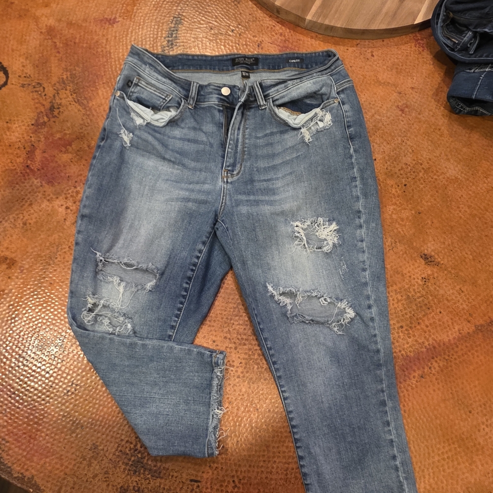 Distressed Blue Jeans